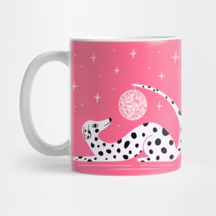 Pink Dalmatian Dog with Disco Ball illustration Mug